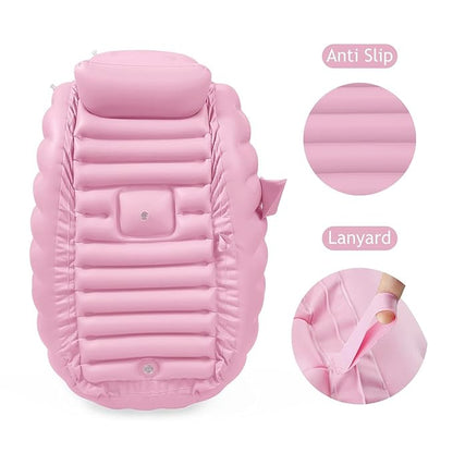 PandaEar Baby Inflatable Bathtub, Portable Travel Baby Infant Bath Tub Toddler Bathtub with Air Pump, Foldable Non-Slip Shower Basin Mini Air Swimming Pool for Newborn (Pink Unicorn)