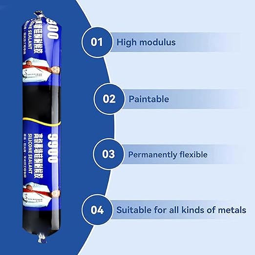 Waterproof Adhesive Sealants, Silicone Sealant, 590ml, Waterproof Sealant, Adhesive Sealer, Tear Resistant, for Kitchen Bathroom, Shower Window, Roof Wall Cracks Indoor