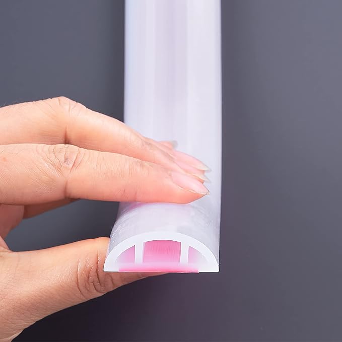 Bathroom Foldable Block water Stopper sealing strip shower threshold dam Self-adhesive silicone shower barrier (96 Inch-Transparent)