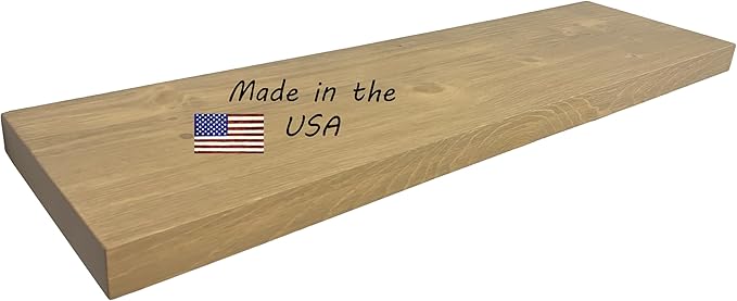 joelsantiques 42 Inch Wooden Floating Shelves for Wall - 42x10x2 in - Made of Natural Wood - Long Heavy Duty Rustic Wall Shelves for Bedroom - Perfect for Living Room, Kitchen - Beige