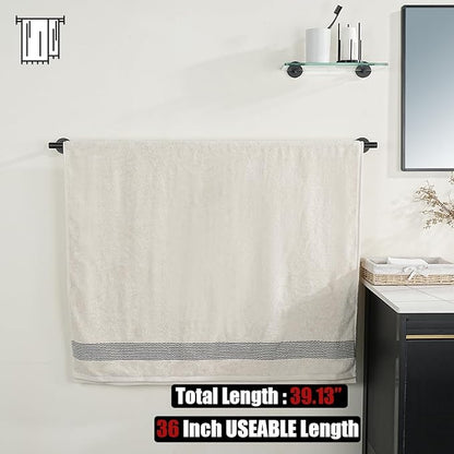 JQK Bath Towel Bar Black, 39 Inch 304 Stainless Steel Thicken 1mm Single Towel Rack for Bathroom, Towel Holder Wall Mount, Useable Length 36 Inch, TB110L36-PB