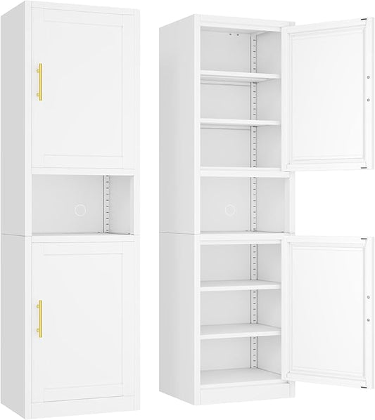 Tall Narrow Storage Cabinet 66.93" H Tall Bathroom Cabinet Metal Pantry Cabinets, 4 Adjustable Shelves for Kitchen, Home Office, Living Room, Dinning Room (20 inches Wide White)