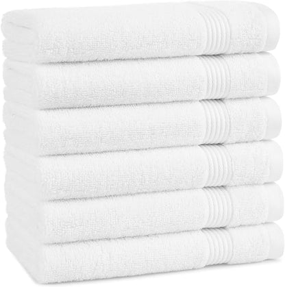 Arkwright Bathroom Hand Towels Set of 6 - Super Soft 100% Cotton, 600 GSM Quick Dry & Absorbent, Luxury Bath Essentials for Hotels, Spa, Hosts, and Vacation Rentals, Dove White
