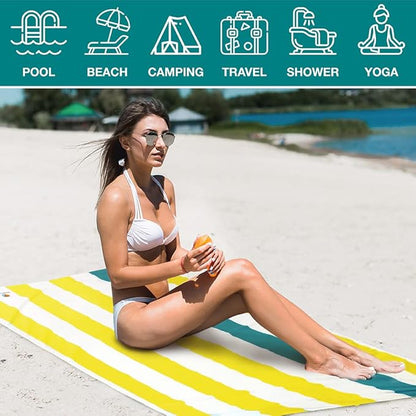 SUN CUBE Microfiber Beach Towel, Quick Dry Sand Free Beach Towel, Lightweight, Compact for Travel Swim Sports Camping, Packable Sand Resistant Towel Adult, Yellow 60x30 Inches