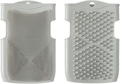 Innobaby Double Sided Silicone Massage Mitt Bath Scrubber Shower Brush & Scalp Massager/Gray