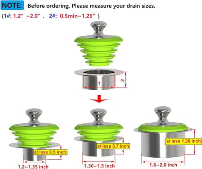 Bathtub Drain Stopper,Silicone Bathtub Stopper, Tub Stopper, Washbasin Drain Plug,Drain Plug (Green，Patented Product)