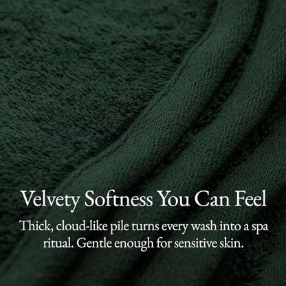 Italic Ultraplush 100% Australian Cotton Washcloths - Set of 2 Luxury Plush Face Wash Cloths, Soft and Absorbent 800 GSM for Bathroom, Spa, Gym, Face and Body (Deep Forest)