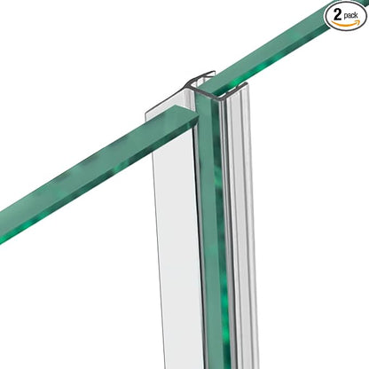 2PCS 78" Shower Door Side Seal Strip for 3/8" (10mm) Frameless Glass, Clear PVC Waterproof Shower Sweep, Easy to Install, No Adhesive Needed, Cuttable & Durable for Leak Prevention