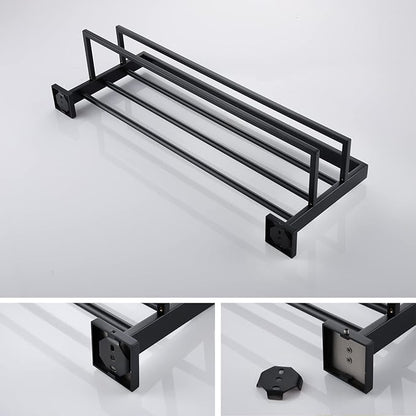 KOKOSIRI Matte Black Towel Rack 24'' Bathroom Towel Shelf with Double Towel Bars SUS304 Stainless Steel Wall Mounted, B6003BK