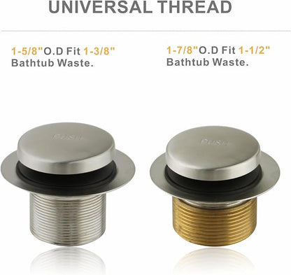 Tip Toe Bathtub Tub Drain Conversion Kit Assembly, Wellup Tub Drain Trim Kit with Two Hole Overflow Faceplate, Brushed Nickel