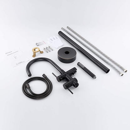Freestanding Tub Filler Bathtub Faucet Oil Rubbed Bronze Floor Mount Brass Faucets with Hand Shower