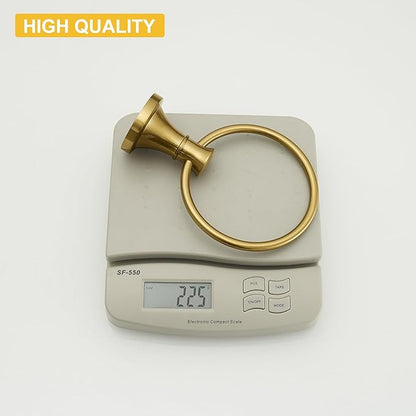 BESy Brushed Gold Bathroom Hand Towel Ring Towel Holder, Rustproof Wall Mounted Bathroom Hardware Accessory SUS 304 Stainless Steel Towel Rack