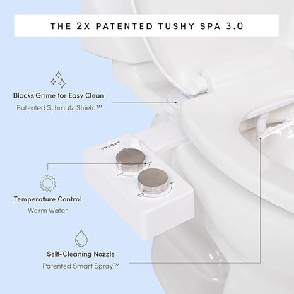 TUSHY 3.0 Spa Bidet Attachment. Cool to Warm Water. It's Time to Replace Toilet Paper, Fresh Water Spray (Requires Sink Access for Optional Temperature Control), Bamboo