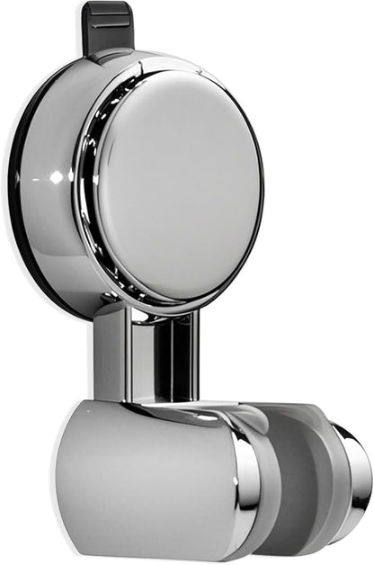 Suction Cup Hand held Shower Head Holder- Reusable - 5 Angles Adjustable - Bathroom Wall Mount Shower Wand Holder - Polished Chrome