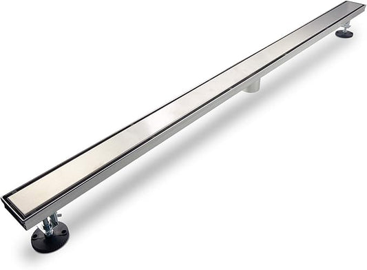 Linear Shower Drain, 72 inch Drain with Tile Insert 2-in-1 Panel, Brushed 304 Stainless Steel Shower Floor Drain, Linear Drain with Hair Strainer and Adjustable Feet