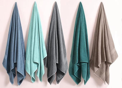 HILLFAIR 600 GSM- 40 x 80 Inches- 100% Cotton 2 Pc XXL Oversized Bath Towel Set- Soft Highly Absorbent Jumbo Bath Sheets Towels Sets- Quick Dry Oversized Bath Towel Sets for Hotel Spa Pool- Aqua