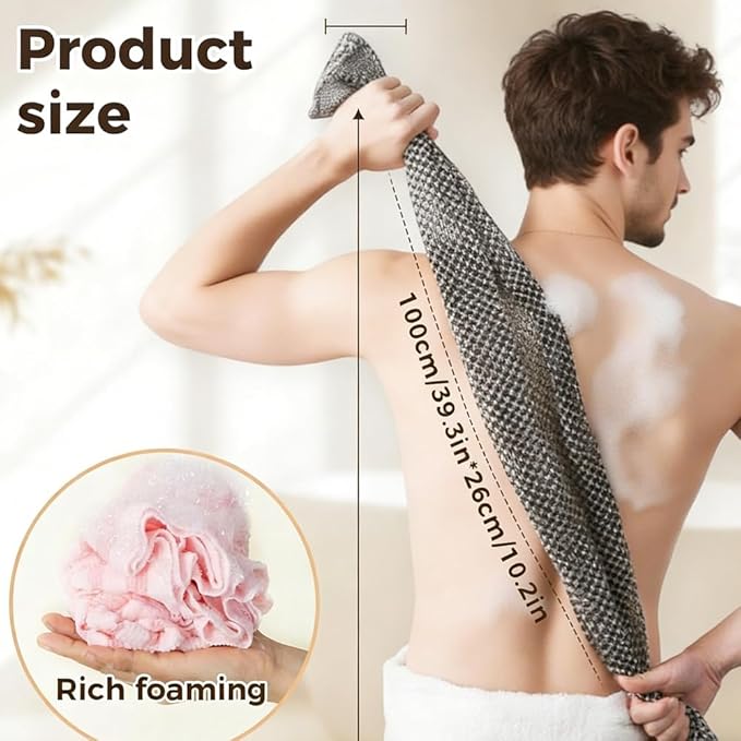 3PCS Exfoliating Shower Towel,2026 New Premium Scrub Wash Back Bath Cloth for Body Face,Exfoliating Washcloth Back Body Scrubber for Home（#Striped）
