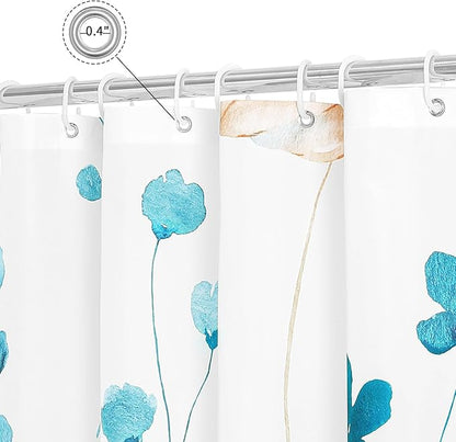 Gibelle Watercolor Floral Shower Curtain, Light Blue Beige Flower Shower Curtain for Bathroom, Modern Minimalist Waterproof Fabric Shower Curtain Set 72x72 Inch