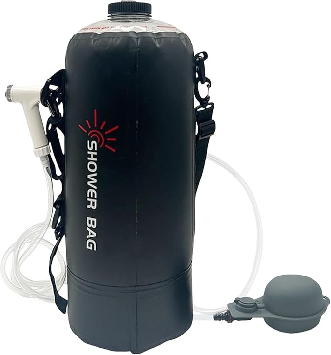 Portable Solar Shower 12 L – Waterproof Shower Bag with Removable Hose and Interchangeable Knob | Ideal for Walking, Swimming, Travel, Camping