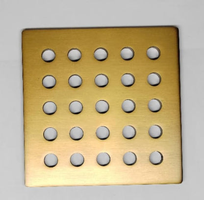 3.75 INCH Square Shower Drain Cover 95MM Floor Drain Grille (Brushed Gold)