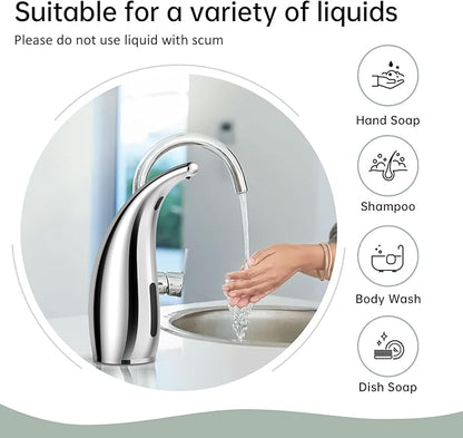 Automatic Liquid Soap Dispenser,300ML Touchless 4 Gear Adjustable,Countertop Electric Battery Operated Hand Soap Dispenser with Sensor for Bathroom,Kitchen,Office（Silver）