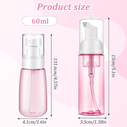 6 Pcs Travel and Empty Fine Mist Spray Bottle Foam Pump Bottle Small Size Mousse Foaming Soap Dispenser Clear Plastic Refillable Containers for Face Wash Lash Cleanser Shampoo Skin Care Liquid