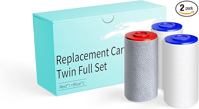 Replacement Filters for Weddell Duo Shower System - Efficient Reduction of Chlorine, Contaminants & Hardness | Enhance Skin and Hair Health with Every Shower (1Red+2Blue)