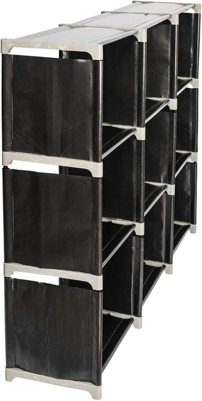 3-Tier 9-Cube Storage Shelf Organizer, Metal Tube and Non-Woven Fabric Storage Rack for Bathroom, Bedroom, or Living Room, Space-Saving & Easy to Assemble