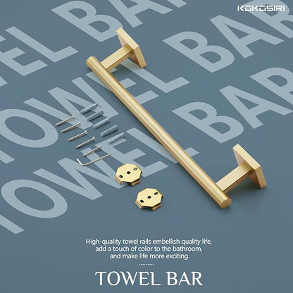 KOKOSIRI Hand Towel Bar Bathroom Towel Holder for Bath Kitchen Cabinet Towel Ring 12 Inch Brushed Gold Stainless Steel B4005BG-L12