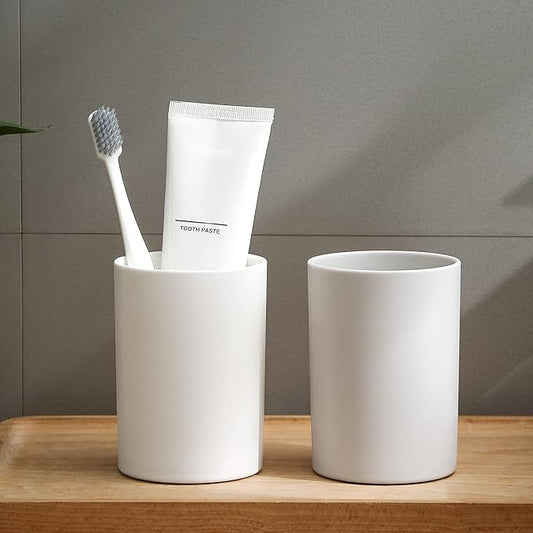 Bathroom Tumbler Cup 10.5oz Reusable Unbreakable Toothbrush Cup 300ml Mouthwash Cups Plastic Easy to Clean Bathroom Cup Toothbrush Holder Adequate for Your Bathroom (PP, white2)