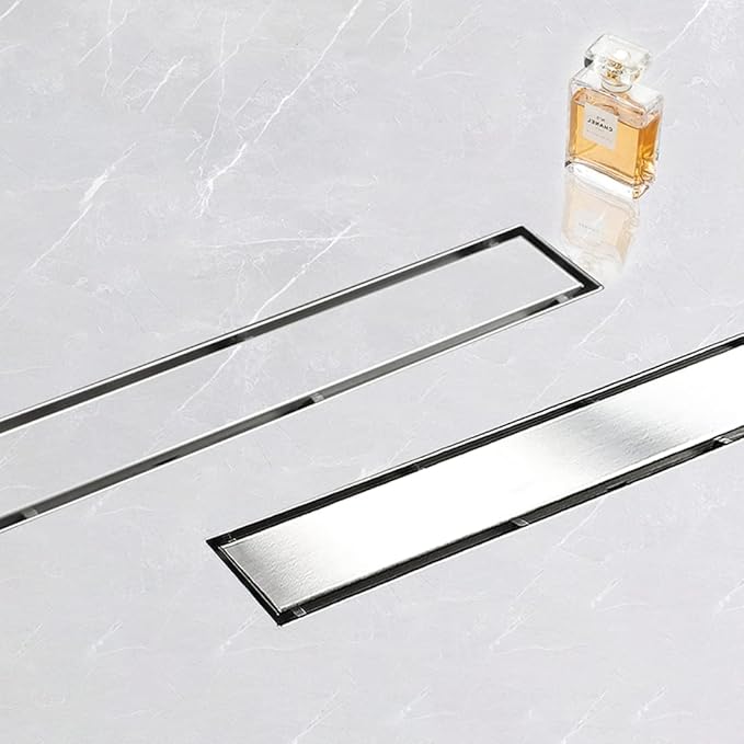Linear Shower Drain, 36 inch Drain with Tile Insert 2-in-1 Panel, Brushed 304 Stainless Steel Shower Floor Drain, Linear Drain with Hair Strainer and Adjustable Feet