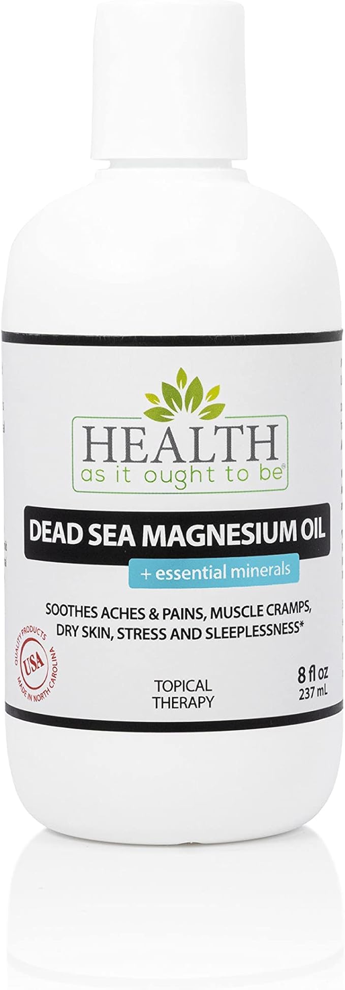 Health As It Ought To Be Dead Sea Magnesium Oil + Essential Minerals Supplement | Physician Formulated Calming, Soothes Aches, Pains, Cramps, Sleeplessness | 8 Ounce