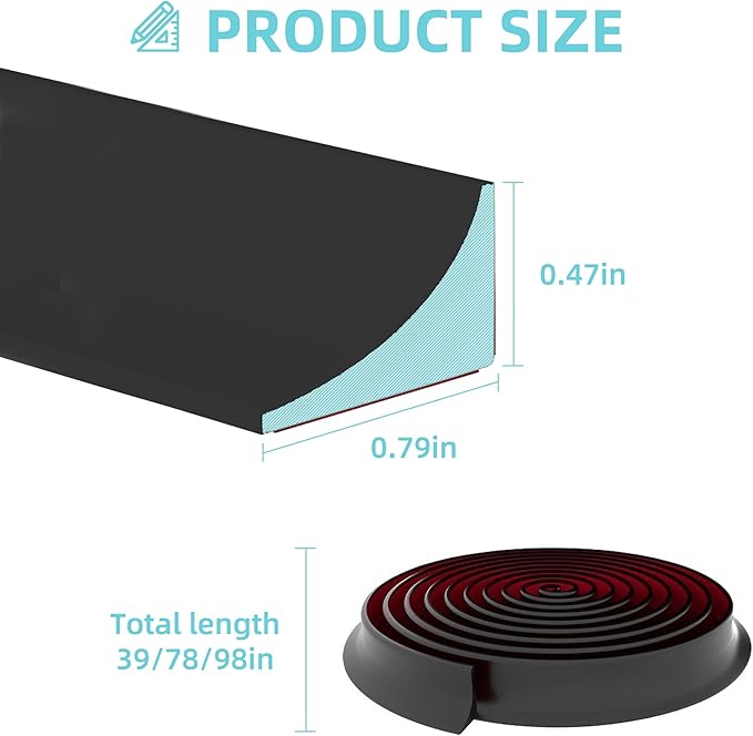 Shower Threshold Water Dam,Walk in Shower Water Guard, Shower Dam Water Barrier Bathroom Sink Splash for Dry And Wet Separation Caulk Seal Strip Edge Trim (39Inch, Black)