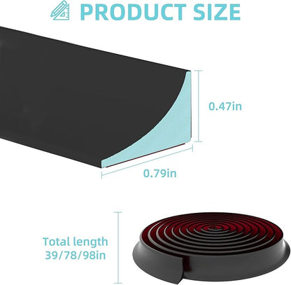 Shower Threshold Water Dam,Walk in Shower Water Guard, Shower Dam Water Barrier Bathroom Sink Splash for Dry And Wet Separation Caulk Seal Strip Edge Trim (39Inch, Black)