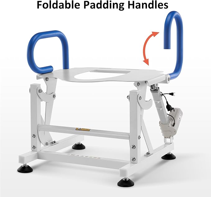 MCombo Electric Toilet Seat Lift with Padded Arms for Elderly and Disabled, Power Toilet Incline Lift in Bathroom, Support to 320lbs, SEC212W