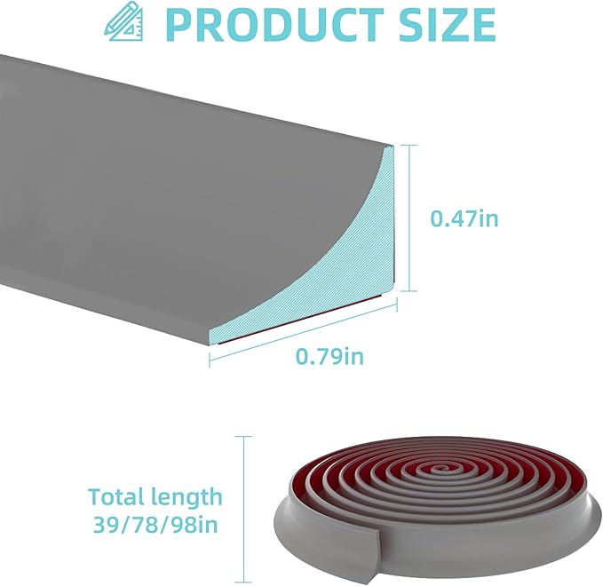 Shower Threshold Water Dam,Walk in Shower Water Guard, Shower Dam Water Barrier Bathroom Sink Splash for Dry And Wet Separation Caulk Seal Strip Edge Trim (39Inch, Gray)