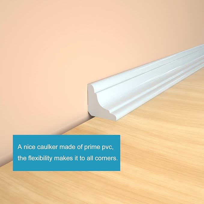 Flexible Trim Caulk Strip Wall Moulding Trim, 1 in x10 Ft Peel and Stick Trim for Wall Corner Deco, Ceiling, Backsplash Tile Edge, Countertops, Baseboard, Floor(White)