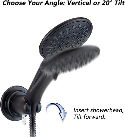 BOPai Suction Cup Shower Head Holder for Handheld Shower – No Drill, for Smooth Surfaces Only, Adjustable 20°, Oil Rubbed Bronze