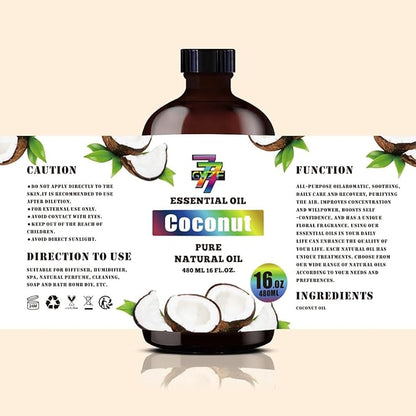 Coconut Essential Oil (16 oz / 480 ml) – Coconut Oils for diffusers, humidifiers, Home Baths, Cleaning Products, Yoga, DIY Soaps and DIY Scented Candles