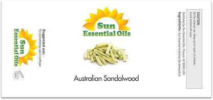 Sun Essential Oils – 4 oz Australian Sandalwood Essential Oil with Dropper for Diffuser, Skin, Aromatherapy Massage, Humidifier, Scent for Candle, Lotion & Soap Making at Home, Fragrance for Room