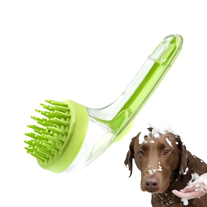Pet Bathing Brush – Gentle Dog And Cat Scrubber With Integrated Soap Dispenser, Massage Cleansing Tool | Perfect For Puppies Kittens Cats, Home Use, Travel, Pool And Beach Bathing, Grooming Sessions