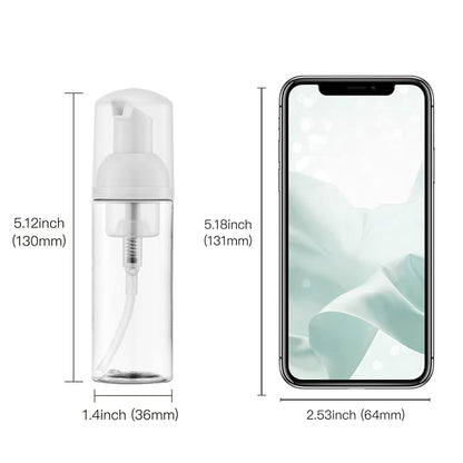2oz Foam Pump Bottle (30PCS) Empty Travel Foaming Dispenser for Hand Soap, Lash Cleanser, Shampoo (60ml, Clear