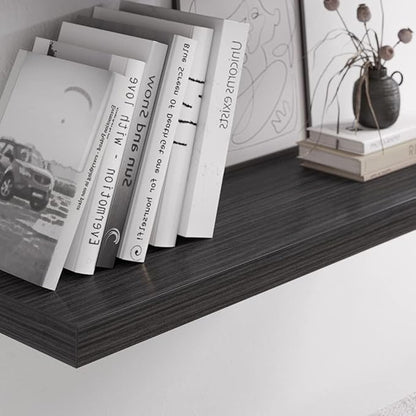 Floating Shelf, Set of 3 Wall Shelf, 30 in W x 12.75 in D x 2 in H Wooden Floating Wall Shelf with Invisible Brackets for Living Room/Bedroom/Bathroom/Kitchen Storage and Decor, Black Wood