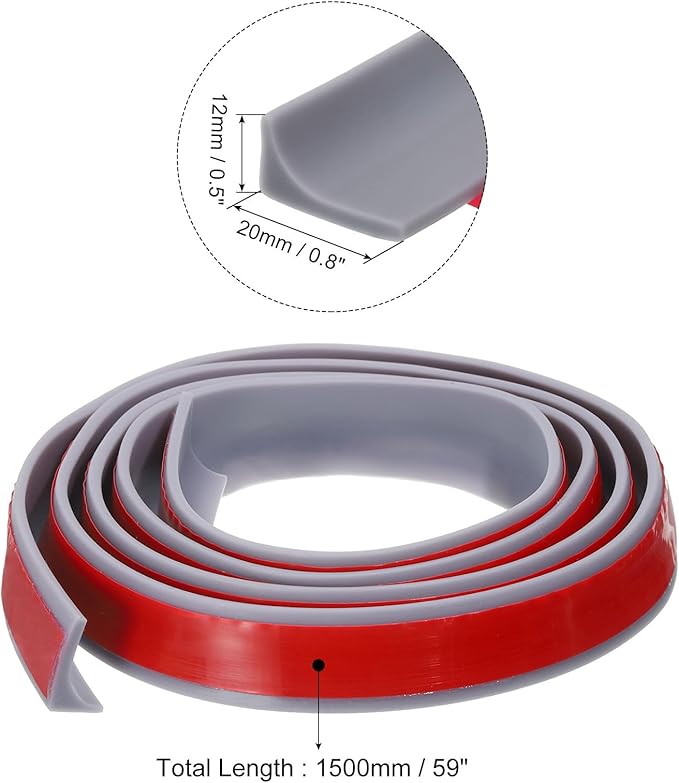 uxcell 59 Inch Collapsible Shower Barrier Stopper Water Splash Guard Blocker 59"Lx0.8"Wx0.5"H for Bathroom Kitchen Wet and Dry Separation, Gray
