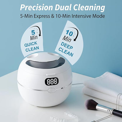220ML Ultrasonic Retainer Cleaner Machine, 45kHz Dental Cleaning Pod for Denture WITH Digital Timer, Mouth Guard, Aligner, Night Guard, Braces, Toothbrush Heads, Jewelry