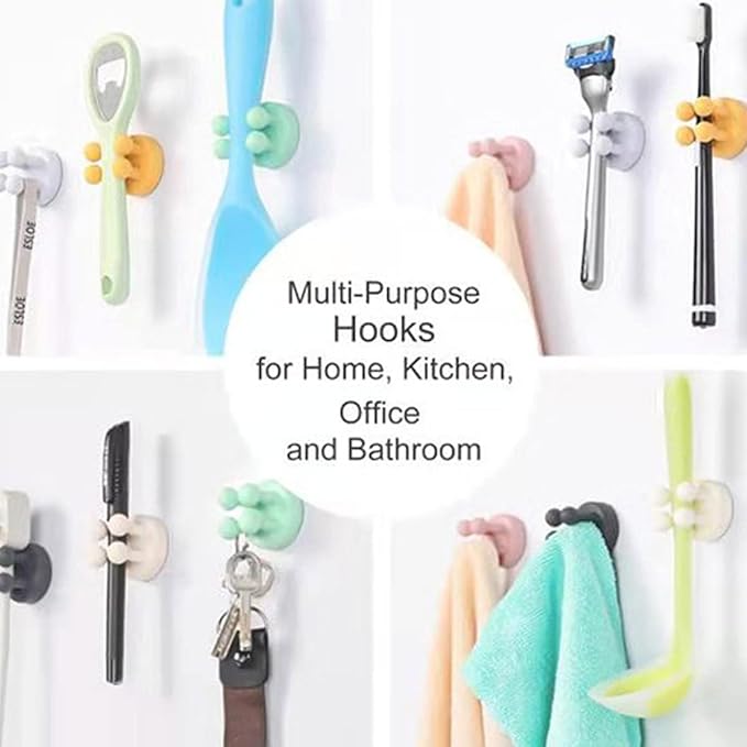 Silicone Toothbrush Holders for Bathrooms - 6 Pcs White Wall Mounted Shower Razor Holder