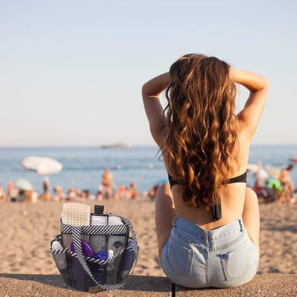 Attmu 2 Pack Mesh Shower Caddy Portable for College Dorm Room Essentials with 8 Pockets, Hanging Shower Caddy Dorm Basket, Quick Dry Shower Bag for Bathroom