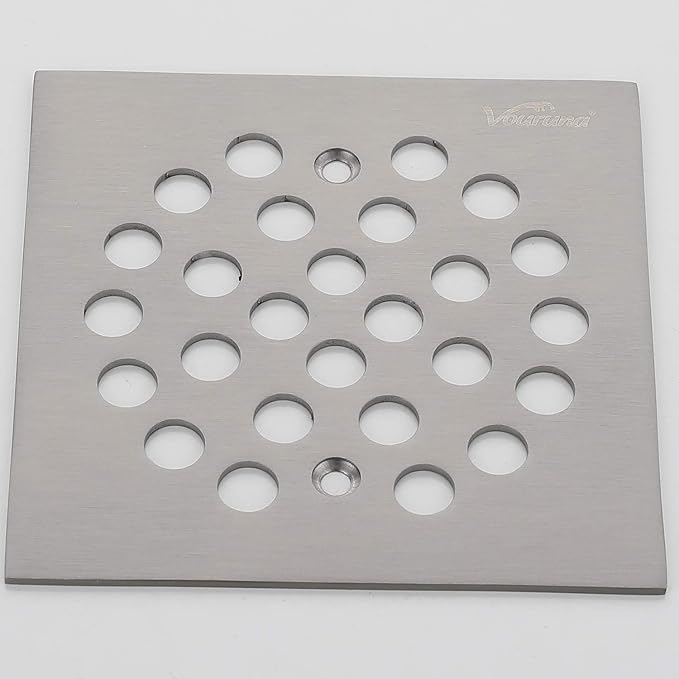 Square 4-1/4(4.25) inch Screw-in Shower Floor Drain Grate Strainer (Brushed Nickel)