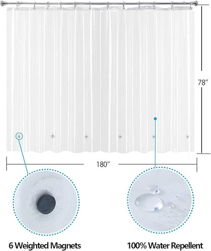 YISURE Clawfoot Tub Extra Long 78 Inch Shower Curtain, Wrap Around Clear Shower Curtain Liner 180x78 inch with 6 Bottom Magnets PEVA Extra Wide Bathtub Curtain for Bathroom Vintage Freestanding Tub