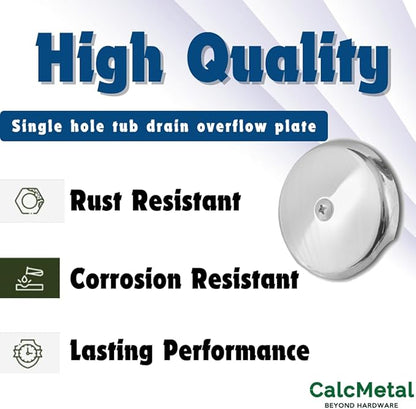 Single Hole Bathtub Drain Overflow Plate with One Matching Screws, Easy to Install, Plated Chrome
